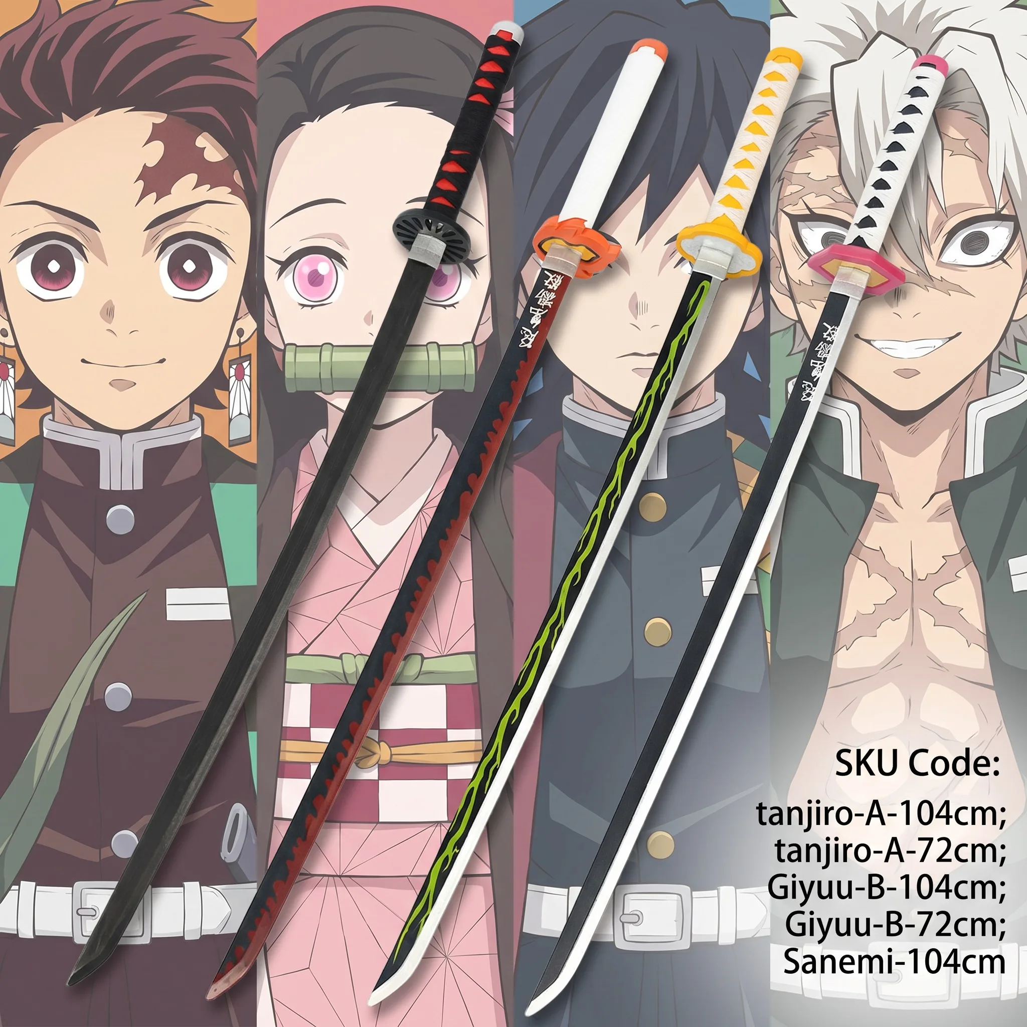 Cosplay Prop Katana - 72 104cm Demon Slayer Katana Tanjirou