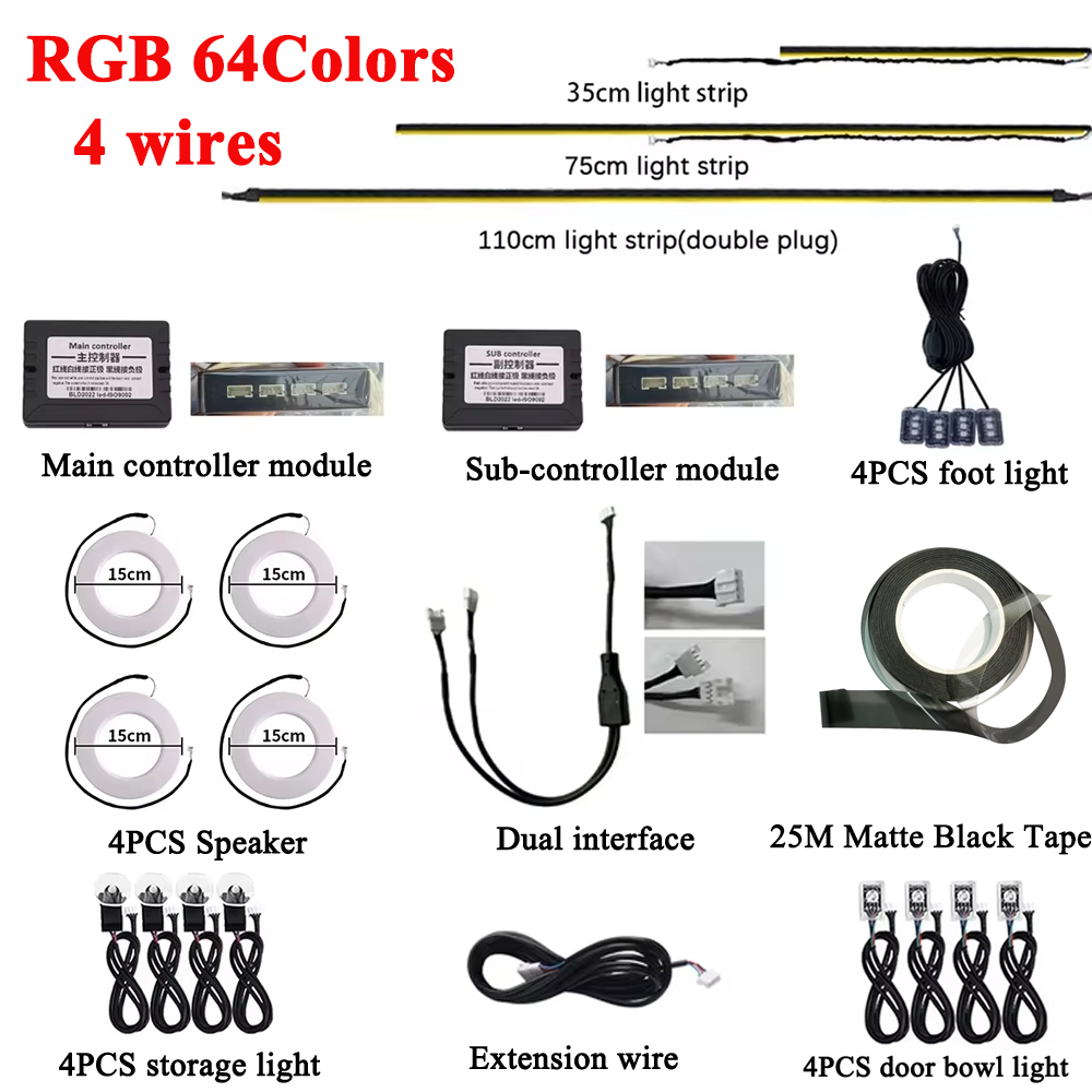 RGB 64 Colors LED Car Ambient  - Led El Wire 评论和价格