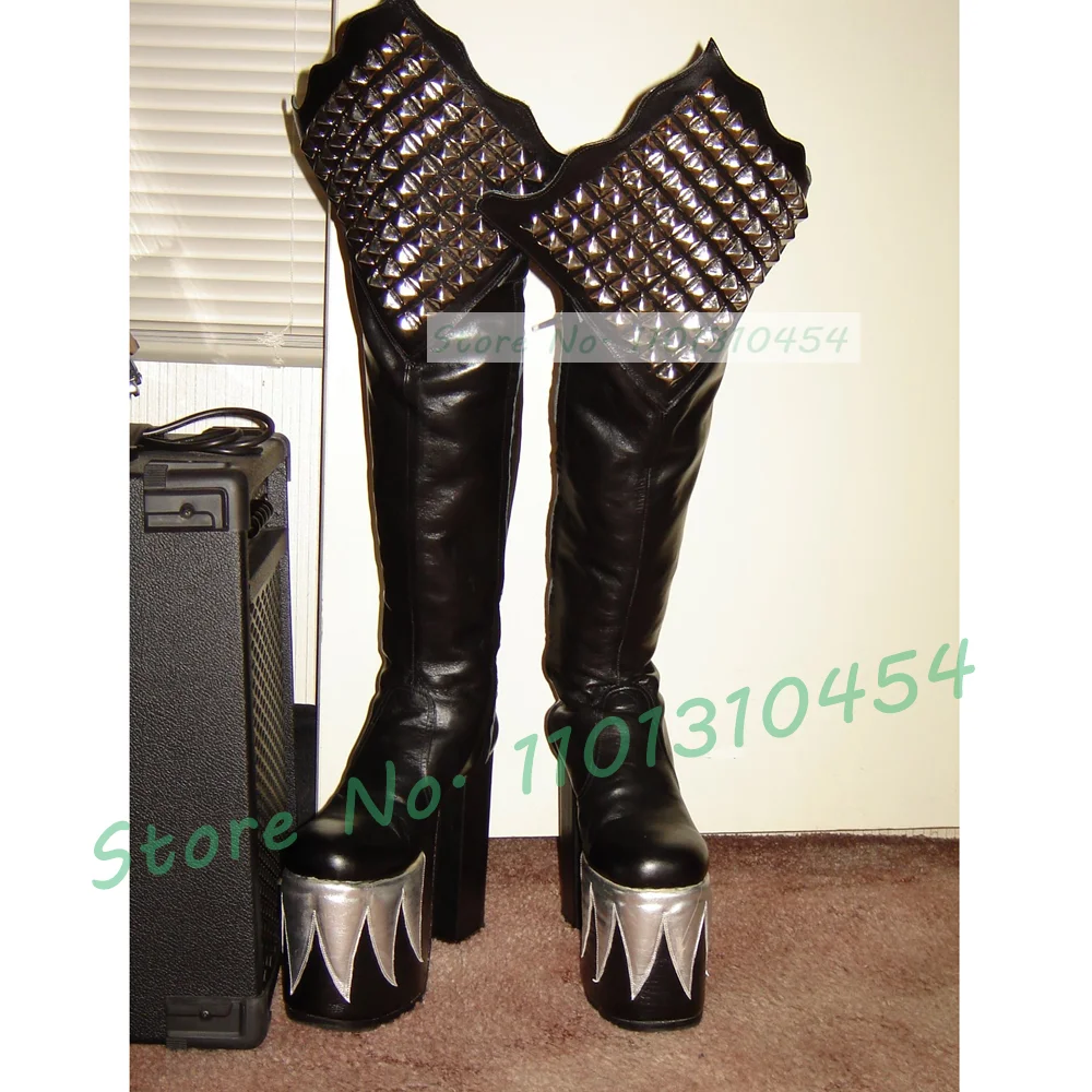 Black Knee High Platform Demon - Cosplay Flame Prop 评论和价格