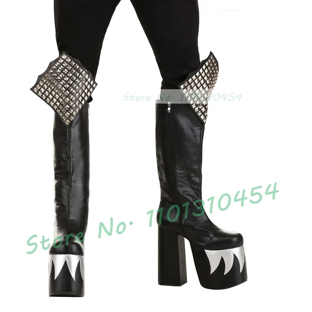 Black Knee High Platform Demon - Cosplay Flame Prop 评论和价格