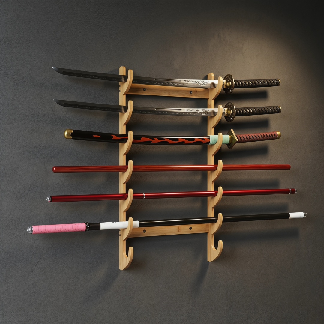 1-8Layer Wood Sword Stand Kata - Cosplay Prop Display 评论和价格